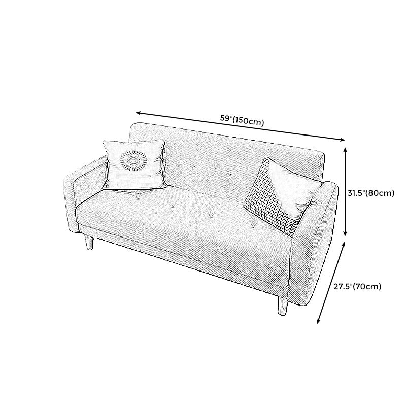 Cotton Blend and Faux Leather Square Arm Tight Back Bench Seating