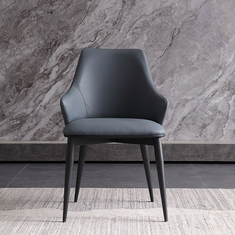 Industrial Style Arm Chair Metal Solid Back Dining Room Chair for Dining Room