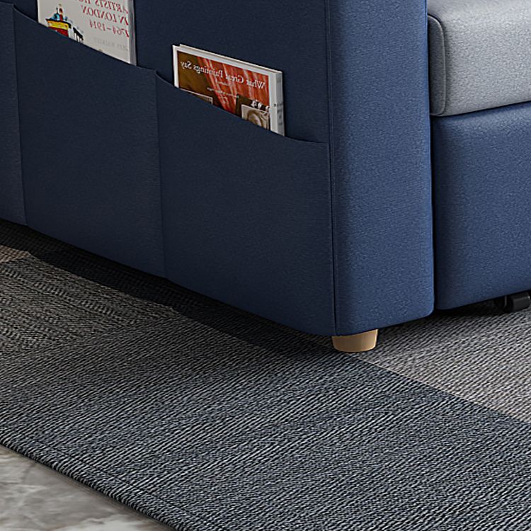 Faux leather Sofa Bed Square Arm Sleeper Sofa, 32.28" Wide in Blu Clearhalo 'furn' 'furn_futons' 'Furniture' 'Futons & Daybeds' 'Futons' 'Living Room Furniture' 1200x1200_8845588d-55af-4585-9c62-85796664caca