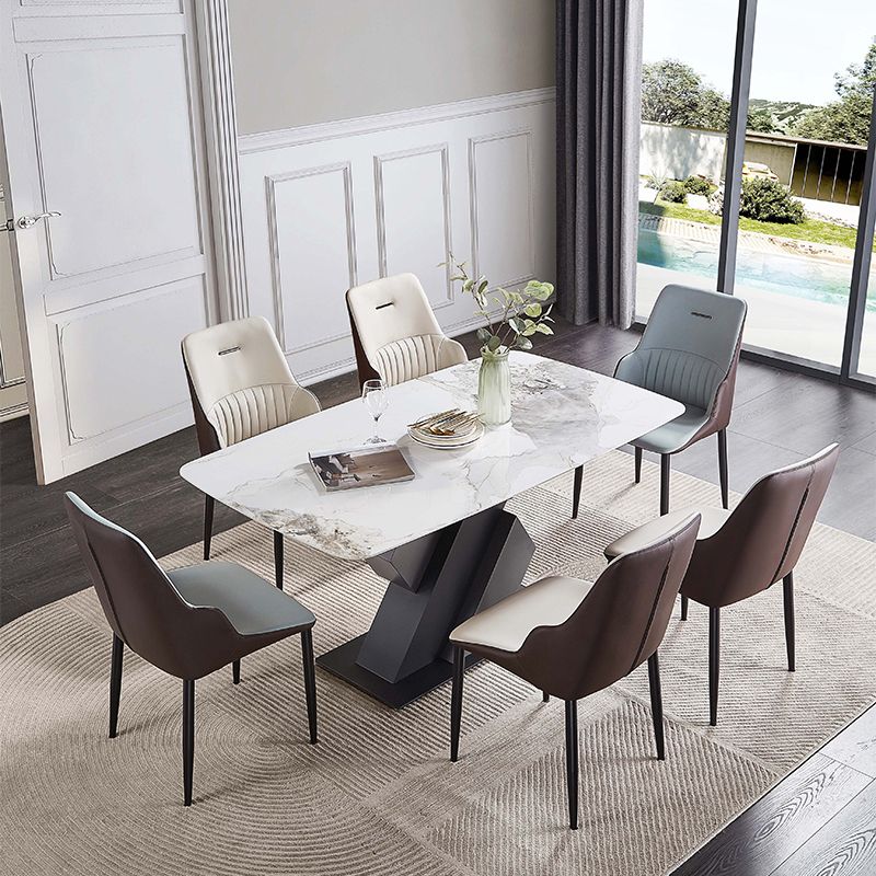 Juego de mesa de comedor rectangular moderno 1/4/5/7 piezas de comedor para hogar