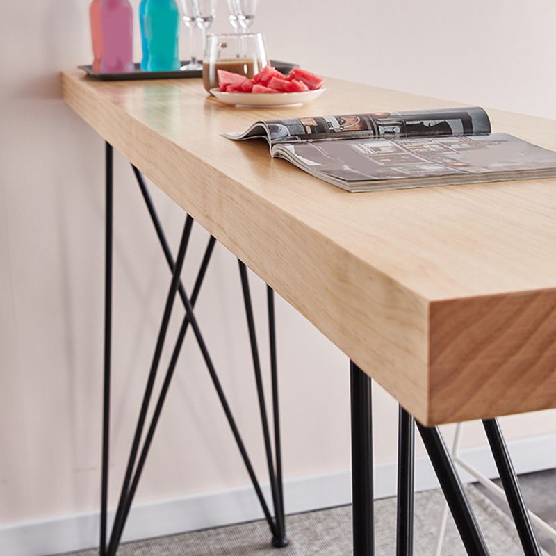 Mesa moderna con altura de barra, mesa de pub tipo bistró con tapa de madera maciza y cuatro patas