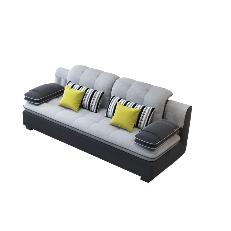 Scandinavian Light Gray Pillow Top Arm Sofa Slipcovered Sectional with Pocket Storage Clearhalo 'furn' 'furn_sectionals' 'Furniture' 'furniture_sectionals' 'Living Room Furniture' 'Sectionals' 1200x1200_884c0b0f-a39a-4d51-8059-9292db5e7fa9
