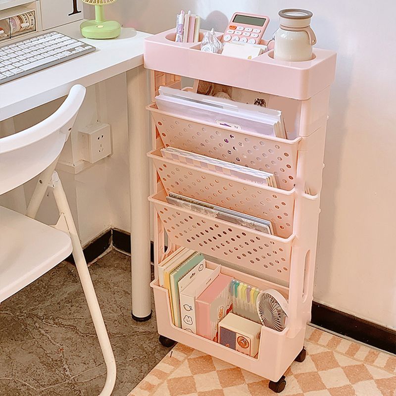 Urban 4-Tier Shelf Bookcase Plastic/Acrylic Bookshelf with Caster