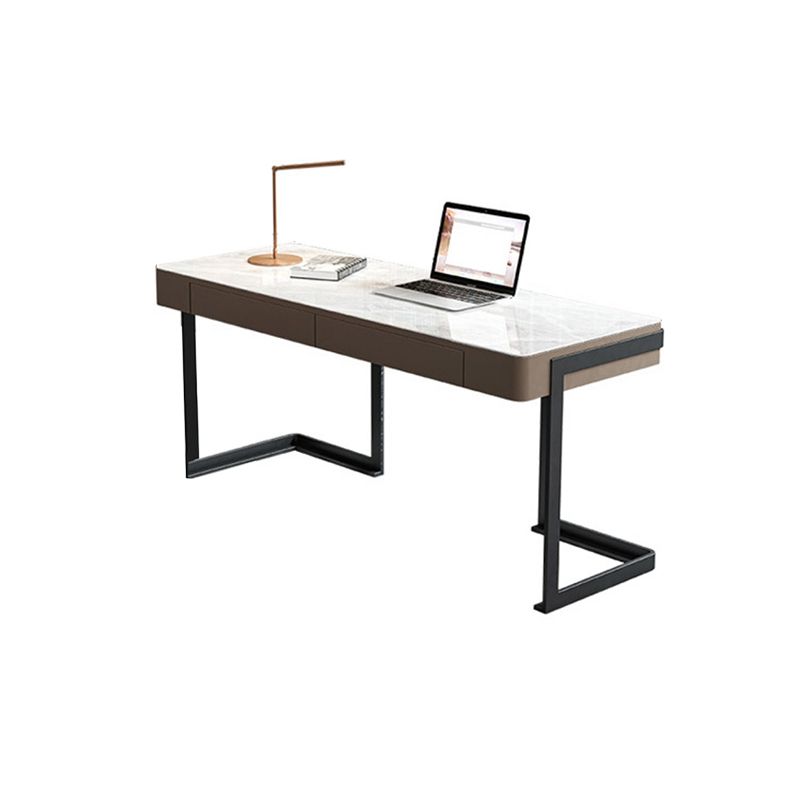 2つの引き出し付きの現代的な長方形のライティングデスクストーンオフィスデスク