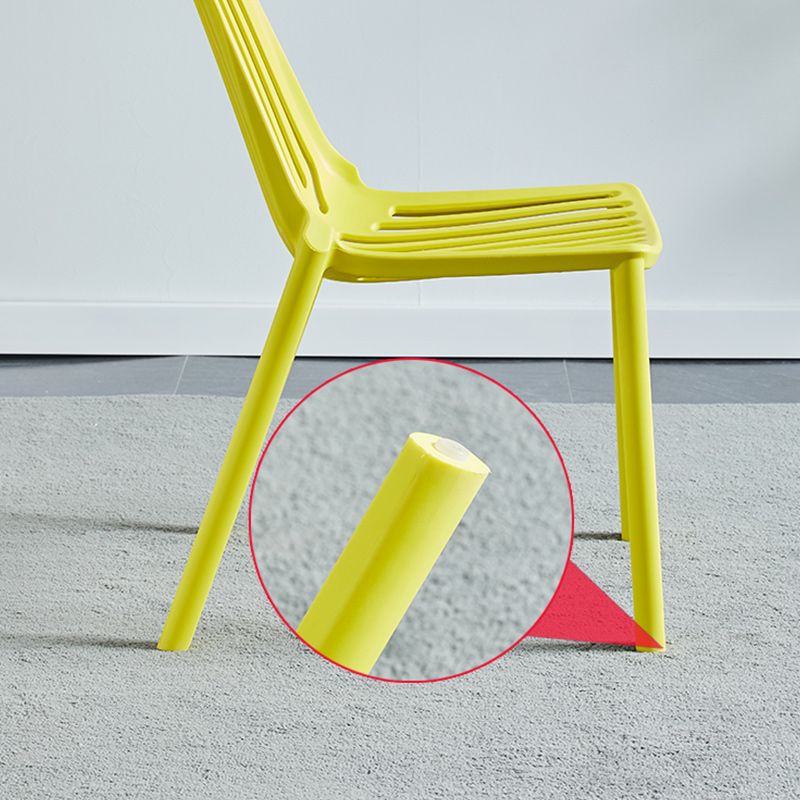 Glam Style Dining Room Chair Plastic Slat Back Chair for Indoor