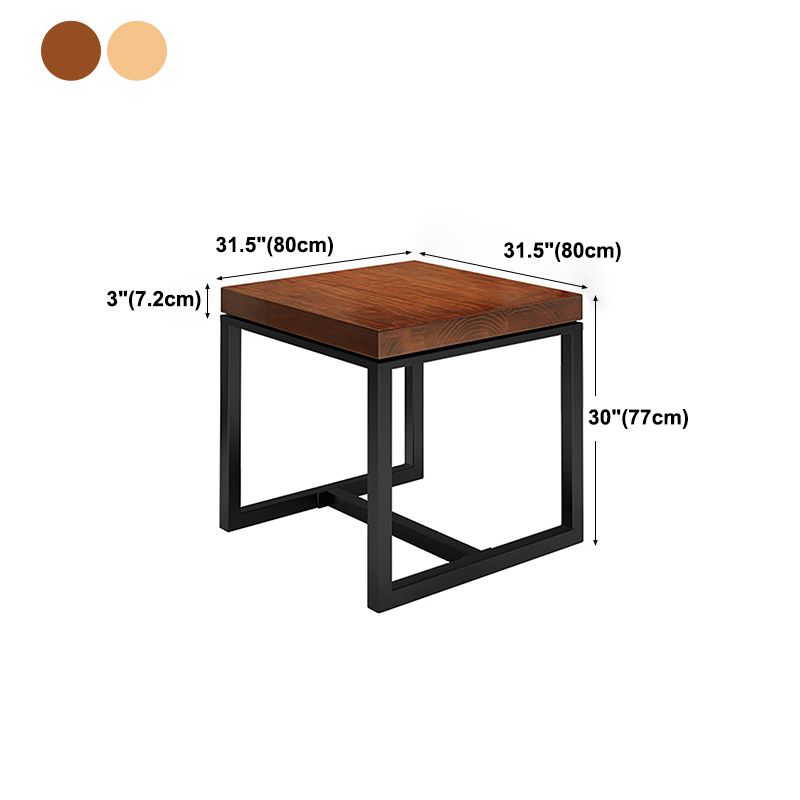 Mesa de comedor superior de madera maciza Mesa cuadrada industrial con base de caballete de hierro negro