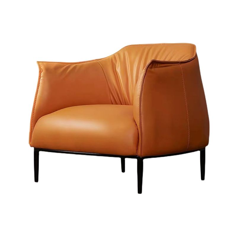 Les bras en cuir en faux cuir de couleur de couleur unie comprennent une chaise de base à quatre jambes