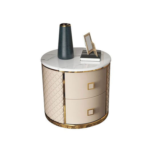 Zeitgenössischer Stein Akzenttisch Nachttisch antikes Finish -Bett Nachttisch