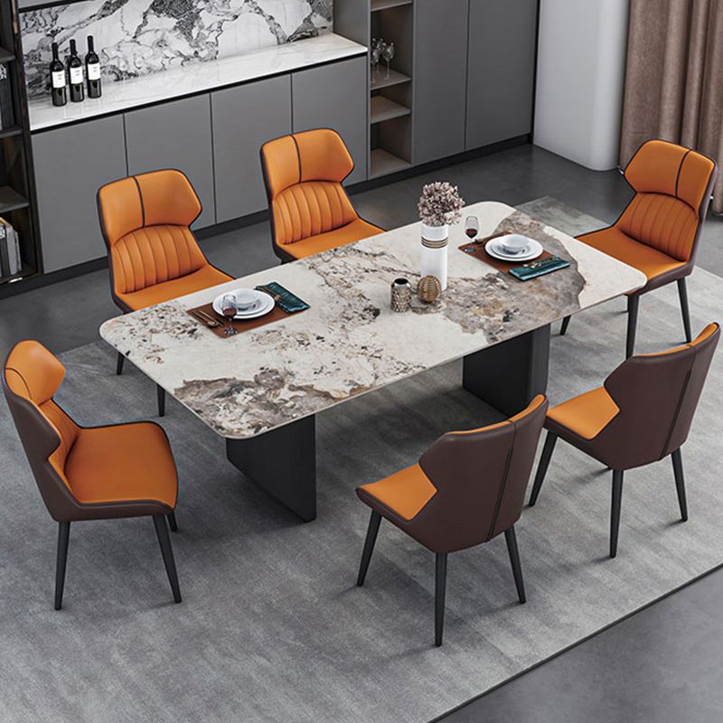 Modern 1/2/5/7 Pieces Dining Set Sintered Stone Dining Table with Leather Chairs Clearhalo 'Dining Room Sets' 'Dining Tables & Seating' 'dining_room_set' 'furn' 'furn_dining_room_set' 'Furniture' 'furniture_dining_room_set' 'Kitchen & Dining Furniture' 1200x1200_8853a915-ad33-4189-9d80-6d6ee5d09676