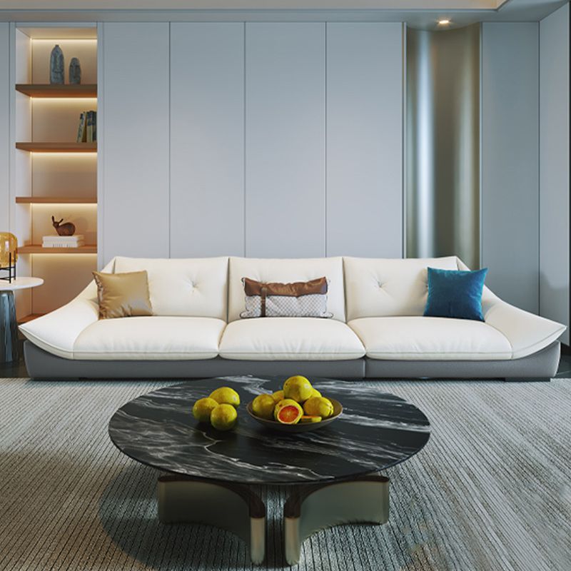 Tufted Faux Leather Pillow Top Arm Sofa with Stain Resistant and Waterproof Clearhalo 'furn' 'furn_sectionals' 'Furniture' 'furniture_sectionals' 'kitchen' 'kitchen_sectionals' 'Living Room Furniture' 'Sectionals' 1200x1200_8854f2bf-0dd1-4de9-855d-5769237cdfe8