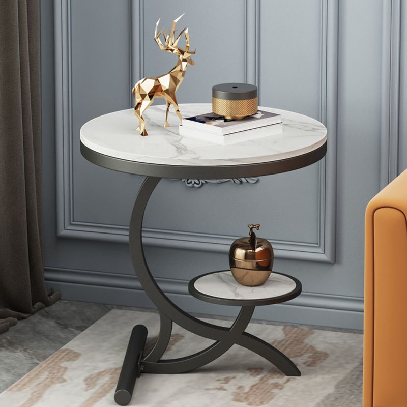 Modern Double Tier Minimalist End Table Abstract Round Corner Table Clearhalo 'Coffee & Accent Tables' 'End & Side Tables' 'end_side_tables' 'furn' 'furn_end_side_tables' 'Furniture' 'Living Room Furniture' 1200x1200_885642d2-36d1-4d6c-86bc-76a1cf4caa05