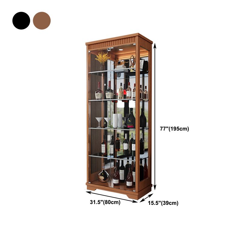 Portes en verre en bois massif du buffet moderne Armoires de verrouillage salon avec lumières LED