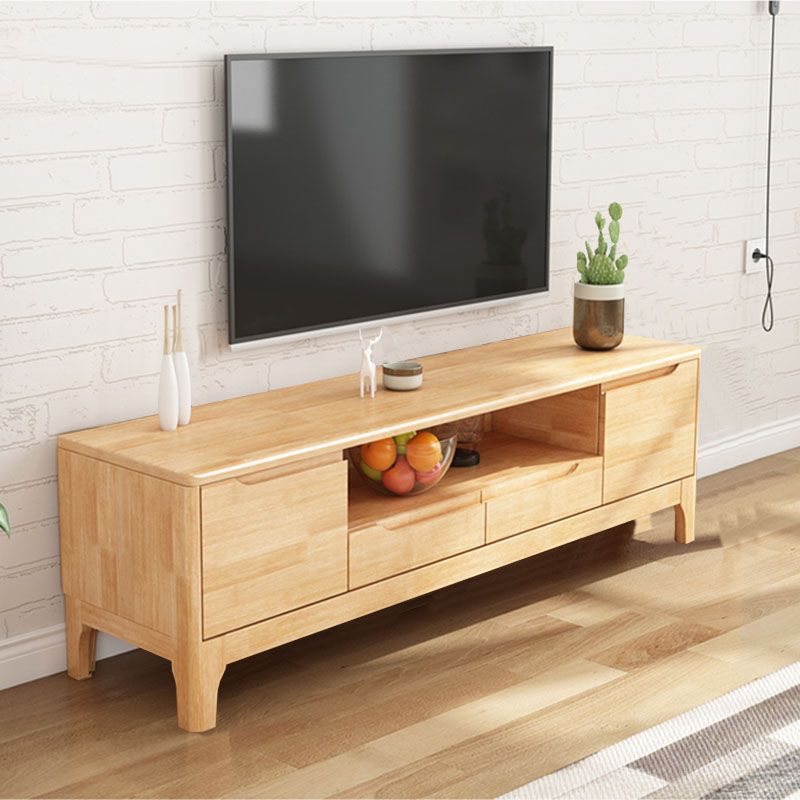 Console TV in legno di gomma moderna per soggiorno in gomma con cassetti, 15 "D / 16,5" D