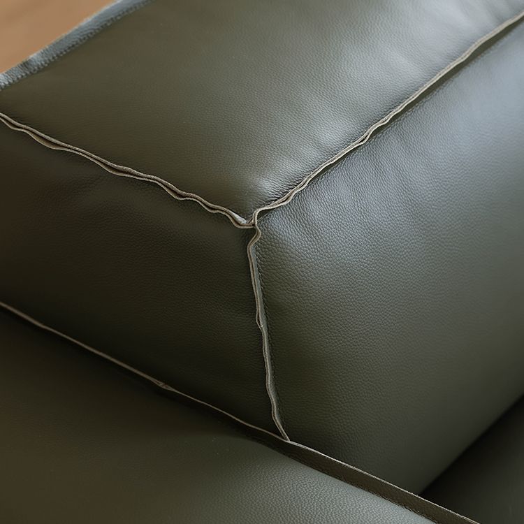 27.55" High Cushions Sofa Faux Genuine Leather Square Arm Sofa