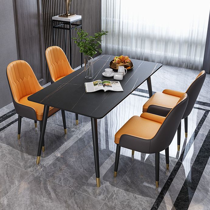 Modern Kitchen Sintered Stone Dining Set Rectangular Standard Dining Set in White Clearhalo 'Dining Room Sets' 'Dining Tables & Seating' 'dining_room_set' 'furn' 'furn_dining_room_set' 'Furniture' 'furniture_dining_room_set' 'Kitchen & Dining Furniture' 'kitchen&dining_furn' 'kitchen' 1200x1200_8858b075-7a78-48f9-818c-939d5ad388b7