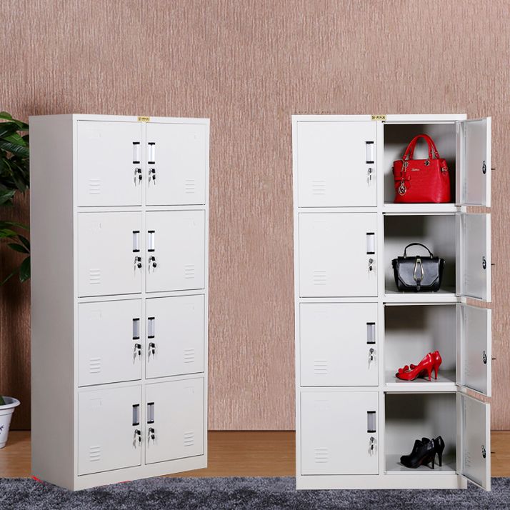 Hinged Metal Wardrobe Armoire Contemporary Grey Wardrobe Cabinet Clearhalo 'Armoires & Wardrobes' 'armoires_wardrobes' 'Bedroom Furniture' 'furn' 'furn_armoires_wardrobes' 'Furniture' 1200x1200_8858f41a-7431-4224-a954-1d4187f22944