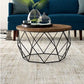 17.7" H Wood Round Top Coffee Table, Metal Frame Base Cocktail Table Clearhalo 'Coffee & Accent Tables' 'Coffee Tables' 'coffee_tables' 'furn' 'furn_coffee_tables' 'Furniture' 'Living Room Furniture' 1200x1200_8859c459-884a-423b-a9a9-ff72d4e0e762