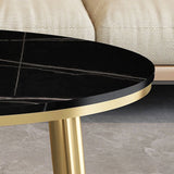 Glam Oval Coffee Table Slate Top 4 Legs Coffee Table for Living Room