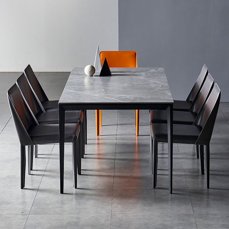 Industrial Style Sintered Stone Dining Table Aviation Aluminum Base Rectangle Table for Home Clearhalo ' dining_table' 'Dining Tables & Seating' 'Dining Tables' 'Furniture' 'furniture_dining_table' 'Kitchen & Dining Furniture' 'kitchen&dining_furn' 'kitchen' 'kitchen_dining_table' 1200x1200_885d08a2-3955-4617-8ea9-2ed562761df5
