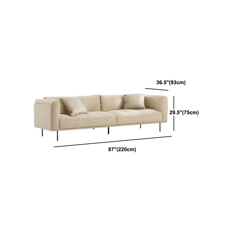 White Tuxedo Arm Sofa Contemporary Sofa with Bolster Pillows for Living Room Clearhalo 'furn' 'furn_sofas' 'Furniture' 'Living Room Furniture' 'Sofa' 'sofas' 1200x1200_885da472-2a79-41b7-ba03-fc4124fd41e6