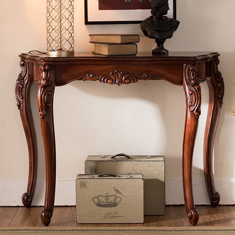 Legno massiccio 31,49 "H/33.46" H Tavola marrone scuro per forma libera da sala