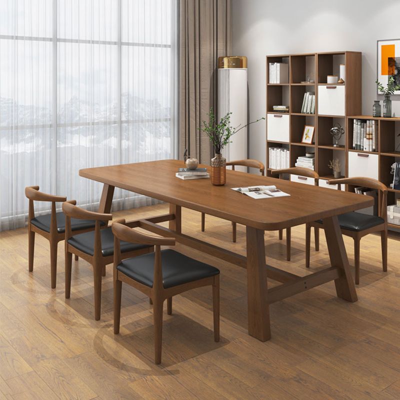 Solid Wood Curved Writing Desk H-Shape Base 29.53" Tall Office Desk Clearhalo 'furn' 'furn_office_desk' 'Furniture' 'Office Desks' 'Office Furniture' 'office_desk' 1200x1200_886102cd-c7fd-4281-9365-9e5e838eed25