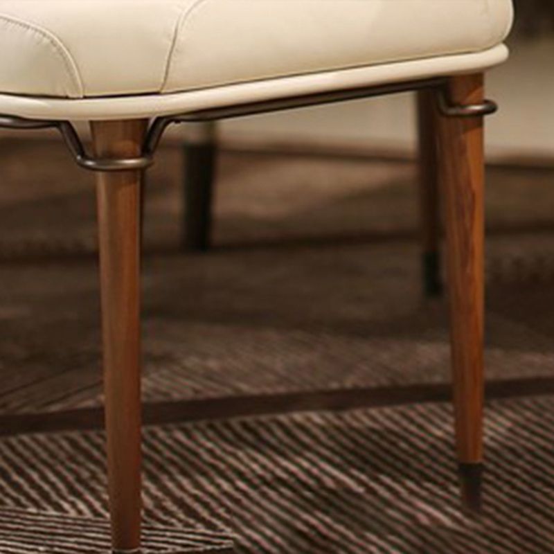 Glam Style Parsons Side Chair Leather Dining Chair with Wooden Legs