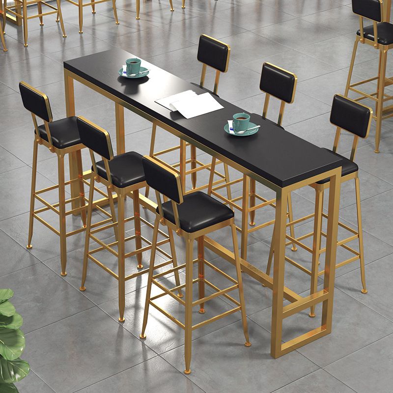 Rectangular Bar-height Table Wood Top Pub Table with Gold Base Clearhalo 'Bar Furniture' 'Bar Tables' 'bar_tables' 'furn' 'furn_bar_tables' 'Furniture' 'Kitchen & Dining Furniture' 1200x1200_88656c63-c923-4ae2-8391-844f0a0dc674