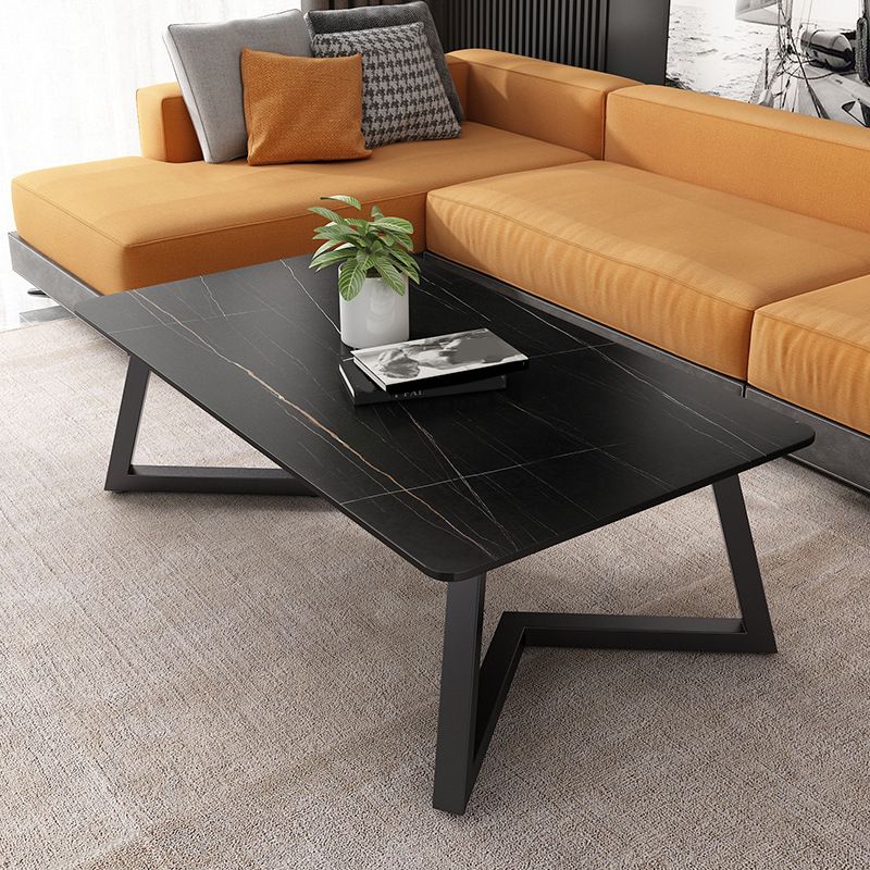 Contemporary 17.7" H Coffee Table Rectangular Stone 1 Single Cocktail Table Clearhalo 'Coffee & Accent Tables' 'Coffee Tables' 'coffee_tables' 'furn' 'furn_coffee_tables' 'Furniture' 'Living Room Furniture' 1200x1200_88686445-b681-4adc-9280-00578047f61d