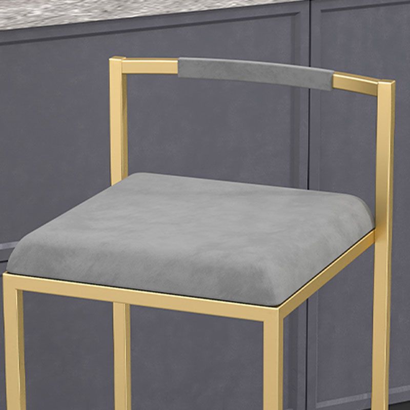 Glam Armless Backrest Counter Stool Iron Living Room Bar Stool with Velvet Cushion,1 Piece Clearhalo 'Bar Furniture' 'Bar Stools' 'bar_stools' 'furn' 'furn_bar_stools' 'furniture_bar_stools' 'Kitchen & Dining Furniture' 'kitchen&dining_furn' 'kitchen' 'kitchen_furn' Furniture' 1200x1200_8868f05a-11fb-43b2-b3d4-89ecf59f85e0