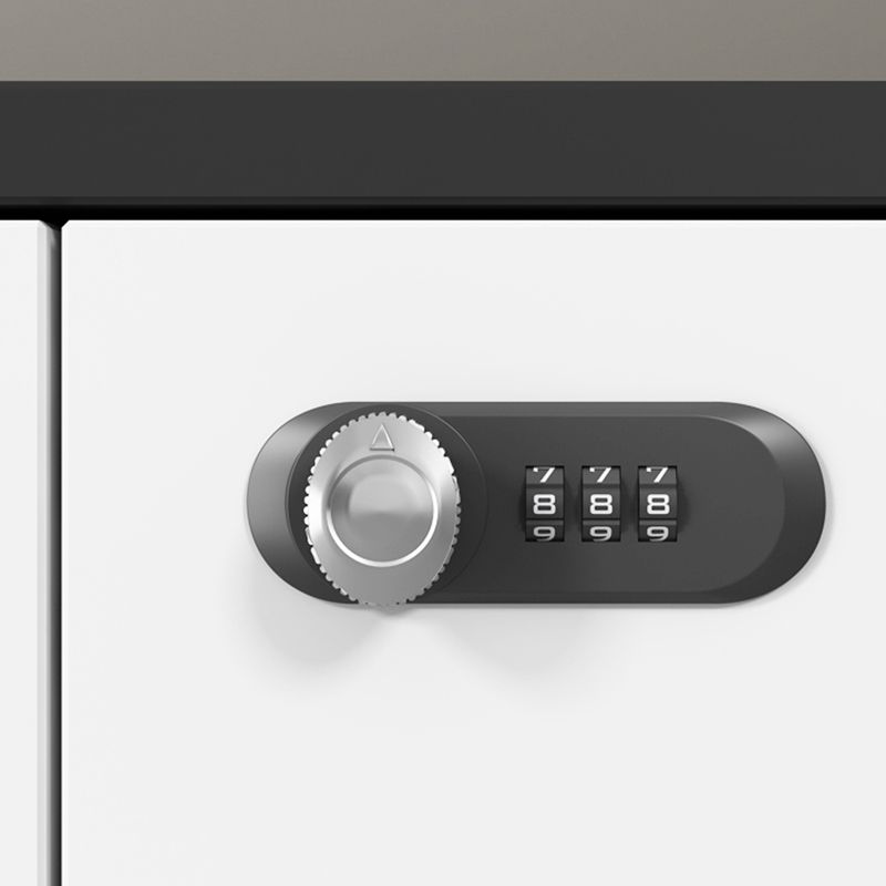 Armadio di archiviazione in legno mobile contemporaneo con scaffali di blocco e roll-out