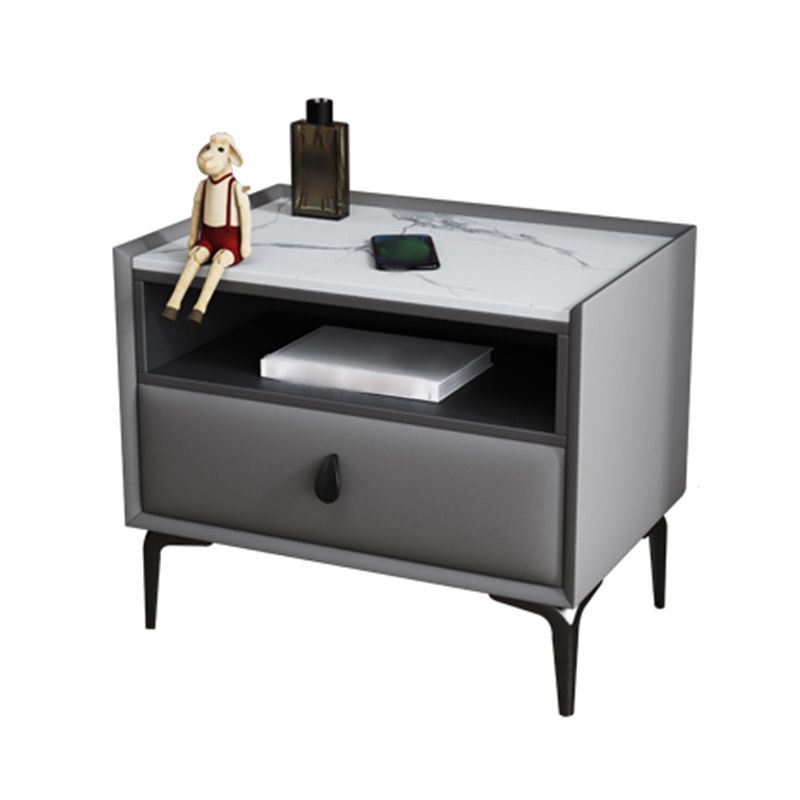 1-Drawer Storage 20'' Tall Nightstand Open Storage Stone Top Solid Wood Night Table Clearhalo 'Bedroom Furniture' 'furn' 'furn_night_stand' 'Furniture' 'night_stand' 'Nightstands' 1200x1200_886b0e67-ea71-495e-ac07-de8ce56ae016