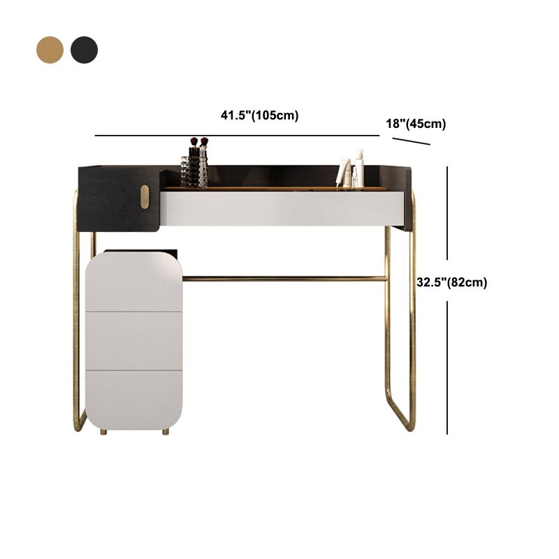 Temperierte Glas Arbeitsplatte Schwarz/Weiß -Basis mit 4 Schubladenkommoden