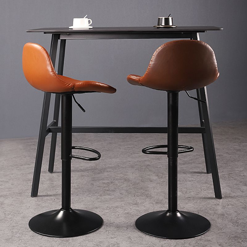 Contemporary Adjustable Height Barstool Faux Leather Swivel Bar Stools