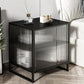 Glass and Metal Bedside Cabinet Modern Minimalist Bedside Table with Legs Clearhalo 'Bedroom Furniture' 'furn' 'furn_night_stand' 'Furniture' 'night_stand' 'Nightstands' 1200x1200_886d066a-a71f-4a54-a8f7-e1ccded0e81c
