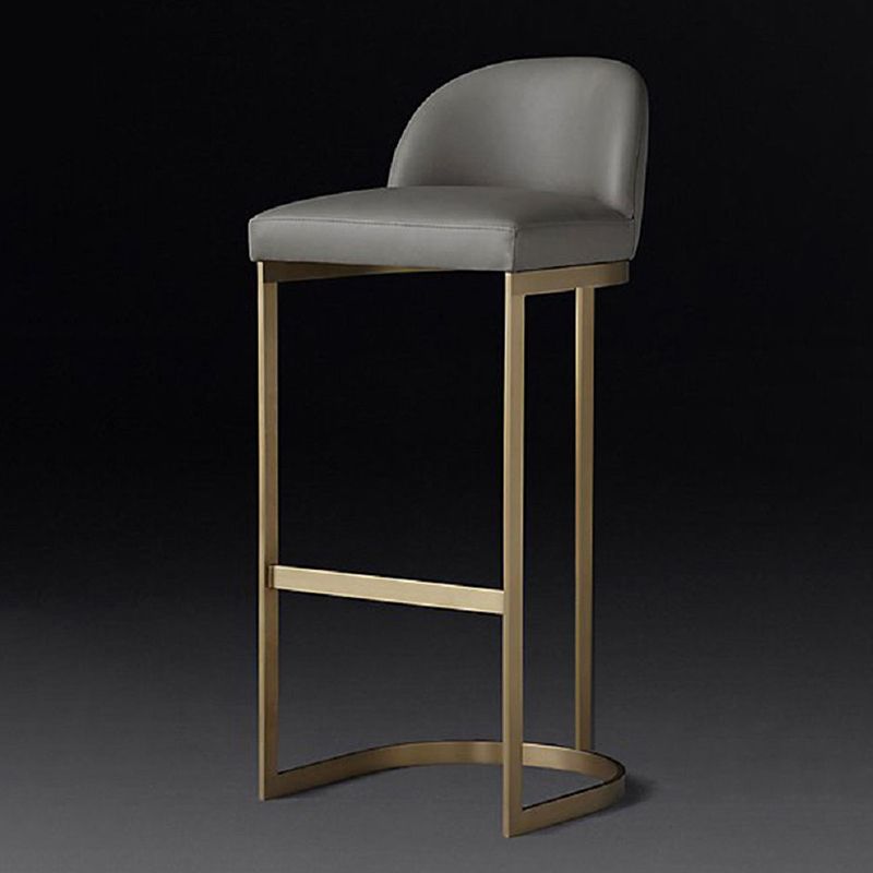 Glam Mental Leather Bar Stools Indoor Barstool with Iron Legs and Low Back Clearhalo 'Bar Furniture' 'Bar Stools' 'bar_stools' 'furn' 'furn_bar_stools' 'furniture_bar_stools' 'Kitchen & Dining Furniture' 'kitchen&dining_furn' 'kitchen' 'kitchen_furn' Furniture' 1200x1200_886d110b-dc1b-4255-ad9b-d4f4a23be403