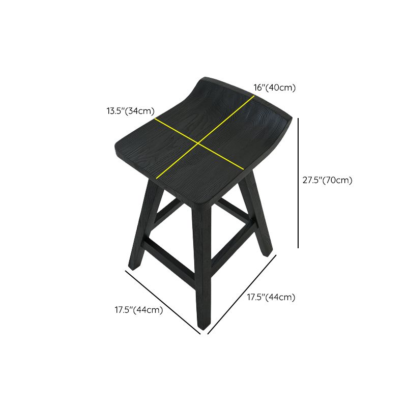 Contemporary Black Ash Solid Wood Armless Bar Stool with Footrest Clearhalo 'Bar Furniture' 'Bar Stools' 'bar_stools' 'furn' 'furn_bar_stools' 'Furniture' 'Kitchen & Dining Furniture' 1200x1200_886d4403-a94b-4840-99fb-92a7f3644c7e