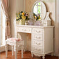 Victorian Dressing Table White Bedroom With Drawer Wooden Mirror