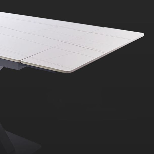 Contemporary Rectangle Dining Room Table Sintered Stone Table with Black Pedestal Base Clearhalo ' dining_table' 'Dining Tables & Seating' 'Dining Tables' 'furn' 'furn_dining_table' 'Furniture' 'furniture_dining_table' 'Kitchen & Dining Furniture' 'kitchen&dining_furn' 'kitchen' 'kitchen_dining_table' 1200x1200_886e9d86-b4bc-4c4d-bd69-e3b5250e1a61