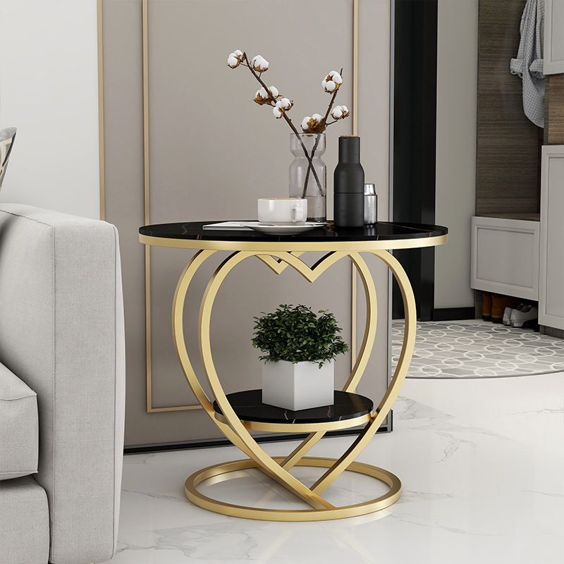 Luxury Marble Round Accent Side Table Abstract Metal Frame End Table with Shelf Clearhalo 'Coffee & Accent Tables' 'End & Side Tables' 'end_side_table' 'end_side_tables' 'furn' 'furn_end_side_tables' 'Furniture' 'furniture_end_side_table' 'Living Room Furniture' 1200x1200_8870418a-18a5-438d-b318-fe396ce737ad