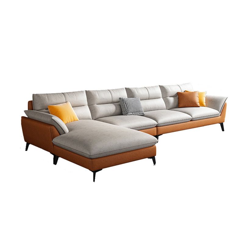 Faux Leather 34.64 " H Flared Arm Sofa & Chaise for Living Room Clearhalo 'furn' 'furn_sectionals' 'Furniture' 'Living Room Furniture' 'Sectionals' 1200x1200_88705a31-7ca1-4401-9308-3d4ef35d87c2