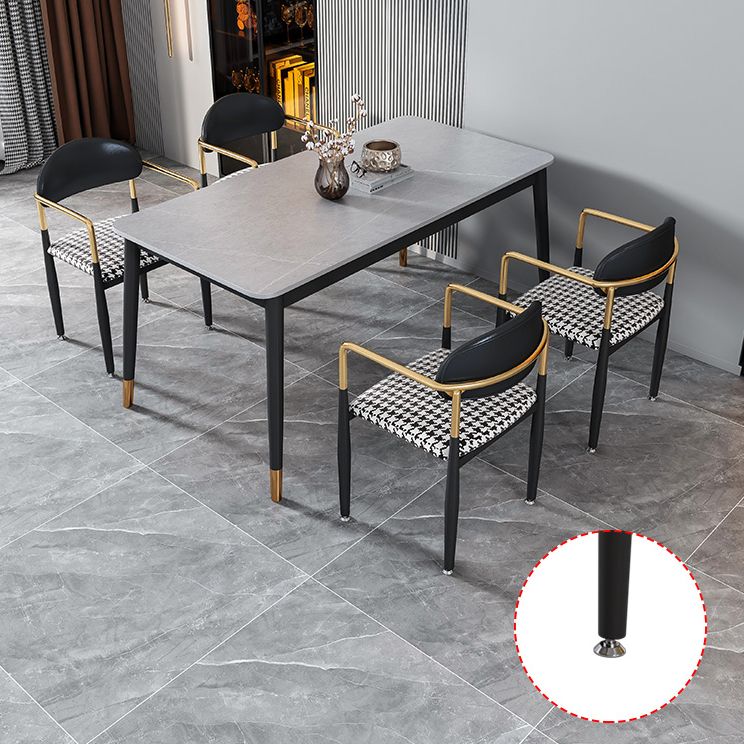 Glam Rectangle Dining Table Set 1/4/5/7 Pieces Dinette Set with Sintered Stone Top Clearhalo 'Dining Room Sets' 'Dining Tables & Seating' 'dining_room_set' 'furn' 'furn_dining_room_set' 'Furniture' 'Kitchen & Dining Furniture' 1200x1200_887093b2-1a55-4992-a148-454dc6372d39