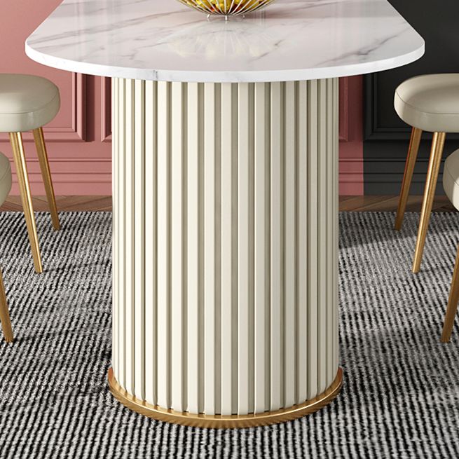 Oval Sintered Stone White Table Luxury Double Pedestal Table for Dining Room Clearhalo ' dining_table' 'Dining Tables & Seating' 'Dining Tables' 'furn' 'furn_dining_table' 'Furniture' 'furniture_dining_table' 'Kitchen & Dining Furniture' 'kitchen&dining_furn' 'kitchen' 'kitchen_dining_table' 1200x1200_88718fbc-7db5-4d0c-94dd-b5f9c21d526e