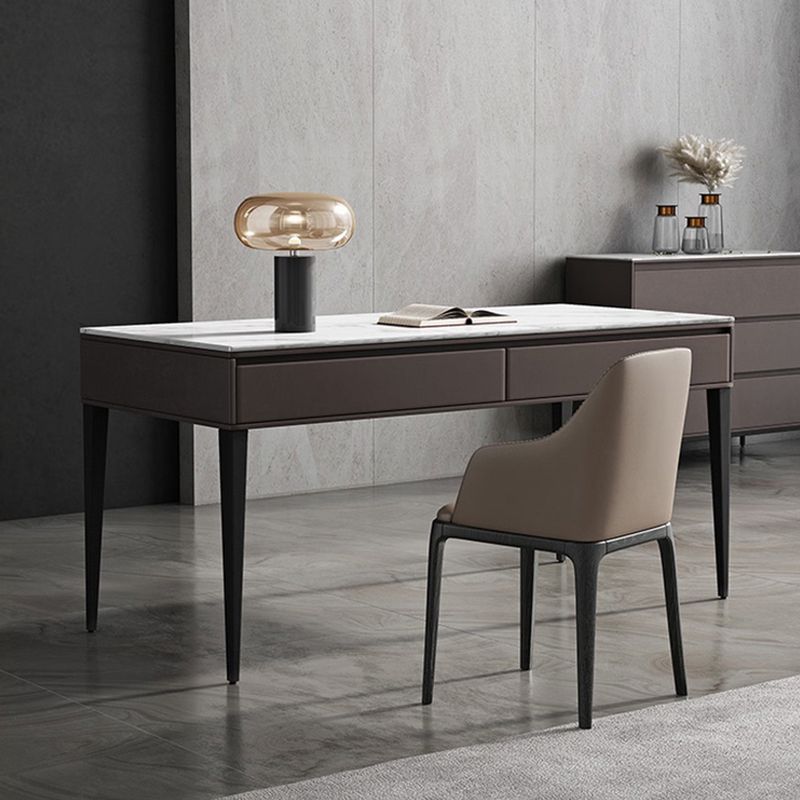 Industrial Stone Rectangular Office Desk 23.62-inch Wide Writing Desk with Drawers Clearhalo 'furn' 'furn_office_desk' 'Furniture' 'Office Desks' 'Office Furniture' 'office_desk' 1200x1200_8872b622-5e42-4ba5-961d-61385b80486f