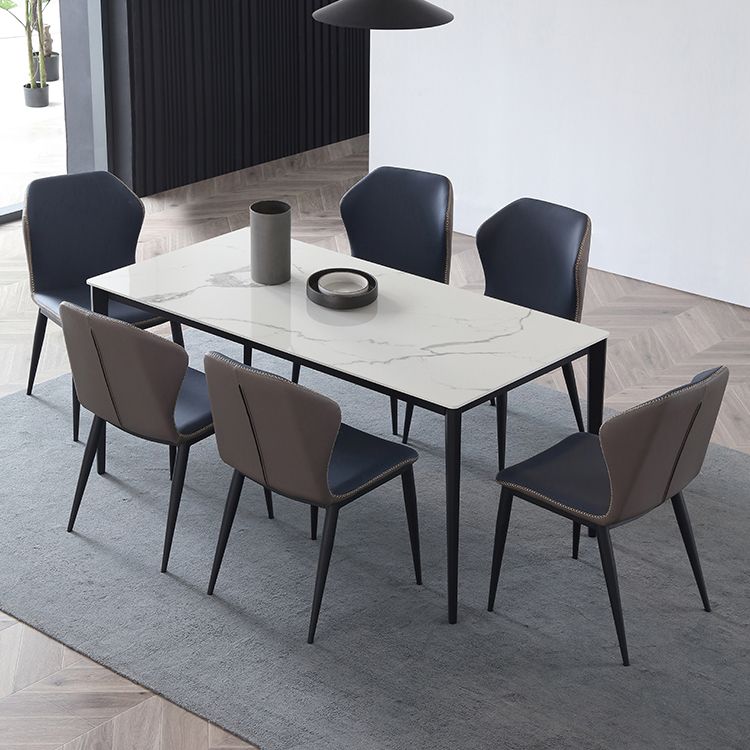 Industrial Sintered Stone Dining Scratch Resistant Table 4 Legs Base Rectangle Table for Home Clearhalo ' dining_table' 'Dining Tables & Seating' 'Dining Tables' 'furn' 'furn_dining_table' 'Furniture' 'furniture_dining_table' 'Kitchen & Dining Furniture' 'kitchen&dining_furn' 'kitchen' 'kitchen_dining_table' 1200x1200_88736b92-41c0-44f5-84d9-344de8a87e14