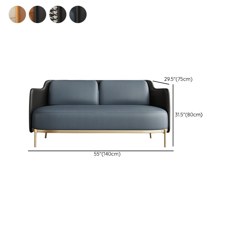 Modern Single Cushion Seat Sofa Sewn Pillow Back Leather Sofa