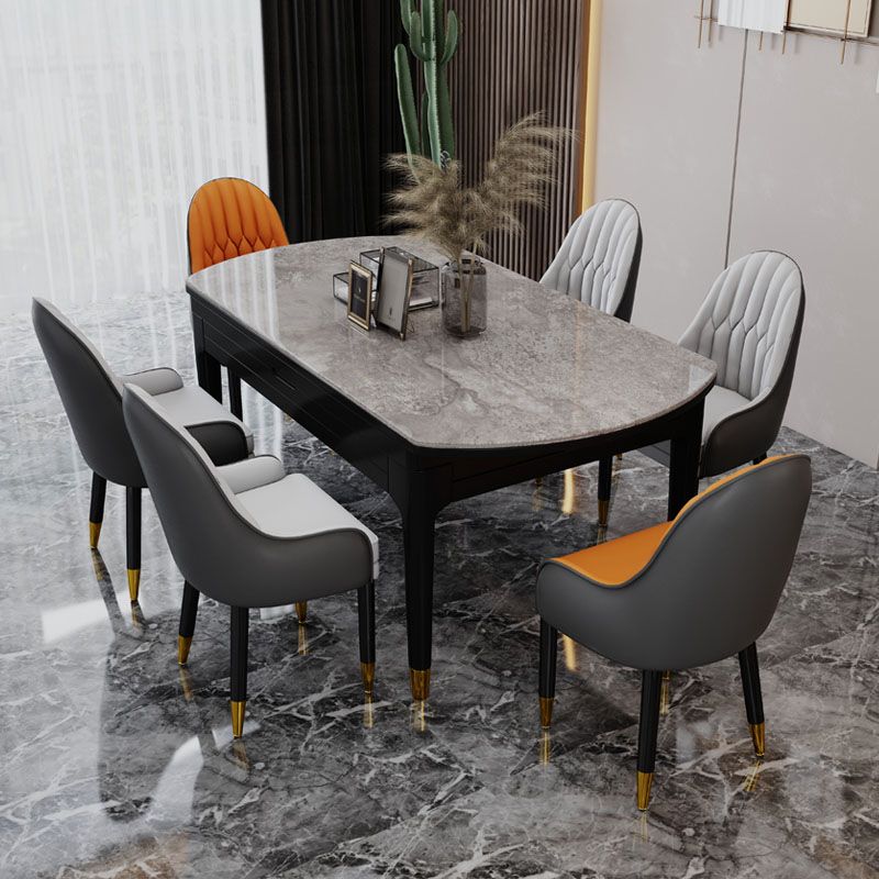 Faux Leather Dining Chairs Modern Parsons Chair with Wood Legs Clearhalo 'Dining Chairs' 'Dining Tables & Seating' 'dining_chair' 'furn' 'furn_dining_chair' 'Furniture' 'Kitchen & Dining Furniture' 1200x1200_8875a891-d111-4e9d-9260-474fca21194c