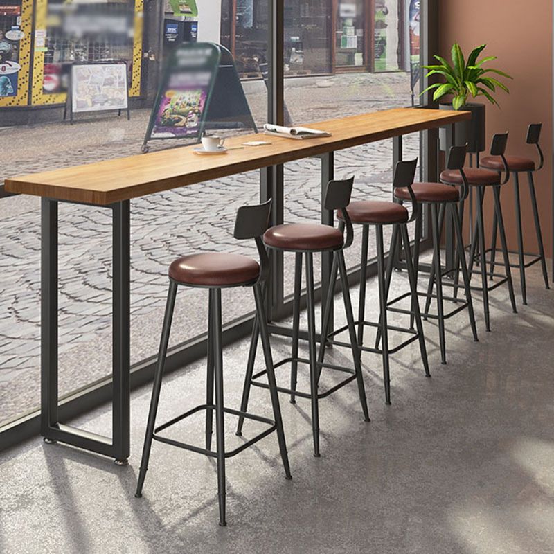 Modern Wood Pub Table with Rectangle Table Top Black Trestle Table with 42-inch Height Clearhalo 'Bar Furniture' 'Bar Tables' 'bar_tables' 'furn' 'furn_bar_tables' 'Furniture' 'furniture_bar_tables' 'Kitchen & Dining Furniture' 1200x1200_88767eb1-49b6-4c74-be95-50fc6df4902d