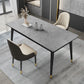 Black 4-foot Metal Dining Table Modern Stone Top Rectangle Dinette Table Clearhalo 'Dining Tables & Seating' 'Dining Tables' 'dining_table' 'furn' 'furn_dining_table' 'Furniture' 'furniture_dining_table' 'Kitchen & Dining Furniture' 1200x1200_8876d807-3c46-43b0-ba1f-8fddb4e05b9a