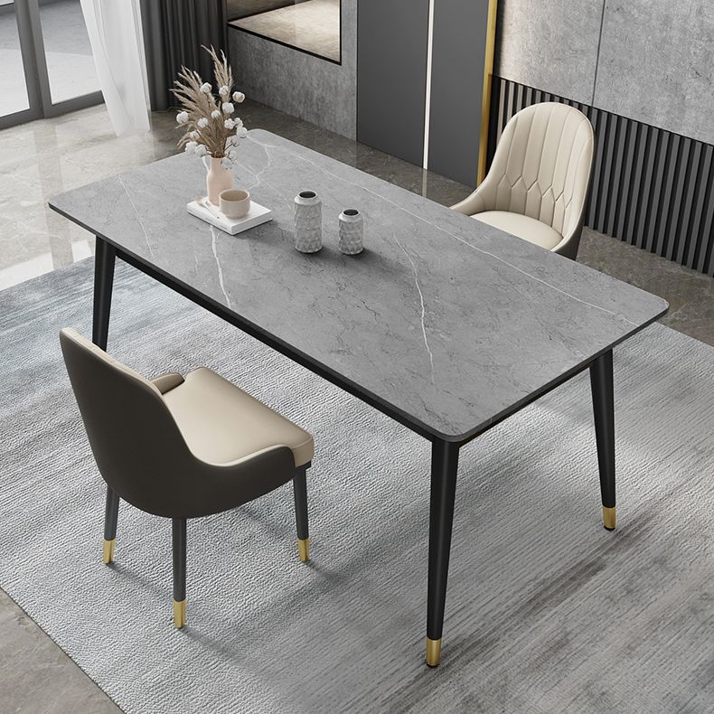 Black 4-foot Metal Dining Table Modern Stone Top Rectangle Dinette Table Clearhalo 'Dining Tables & Seating' 'Dining Tables' 'dining_table' 'furn' 'furn_dining_table' 'Furniture' 'furniture_dining_table' 'Kitchen & Dining Furniture' 1200x1200_8876d807-3c46-43b0-ba1f-8fddb4e05b9a